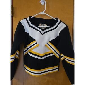Vintage Dehen Black Knit Sweater Cheerleader Medium Varsity